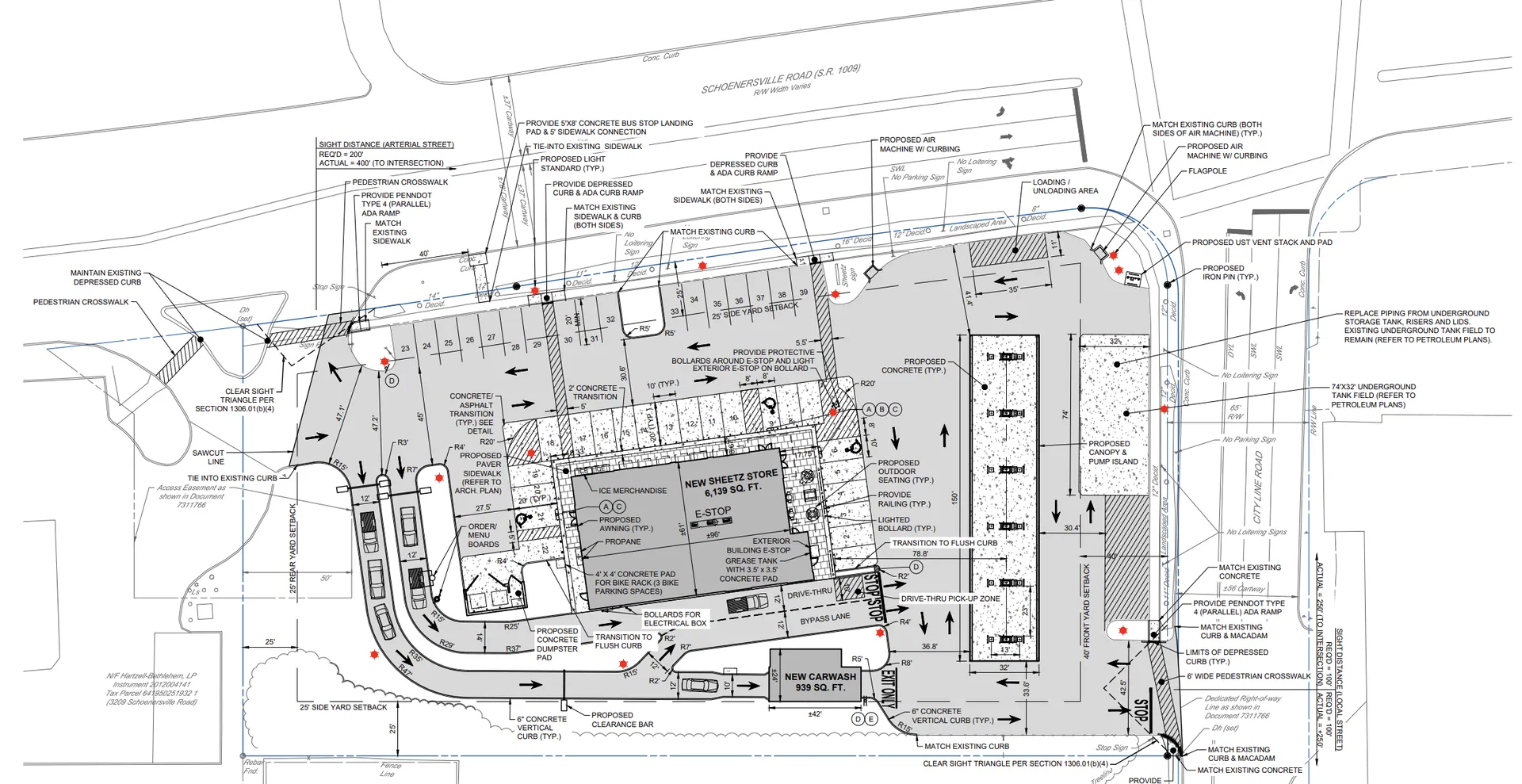 re-designed sheetz plans on schoenersville road in bethlehem pa