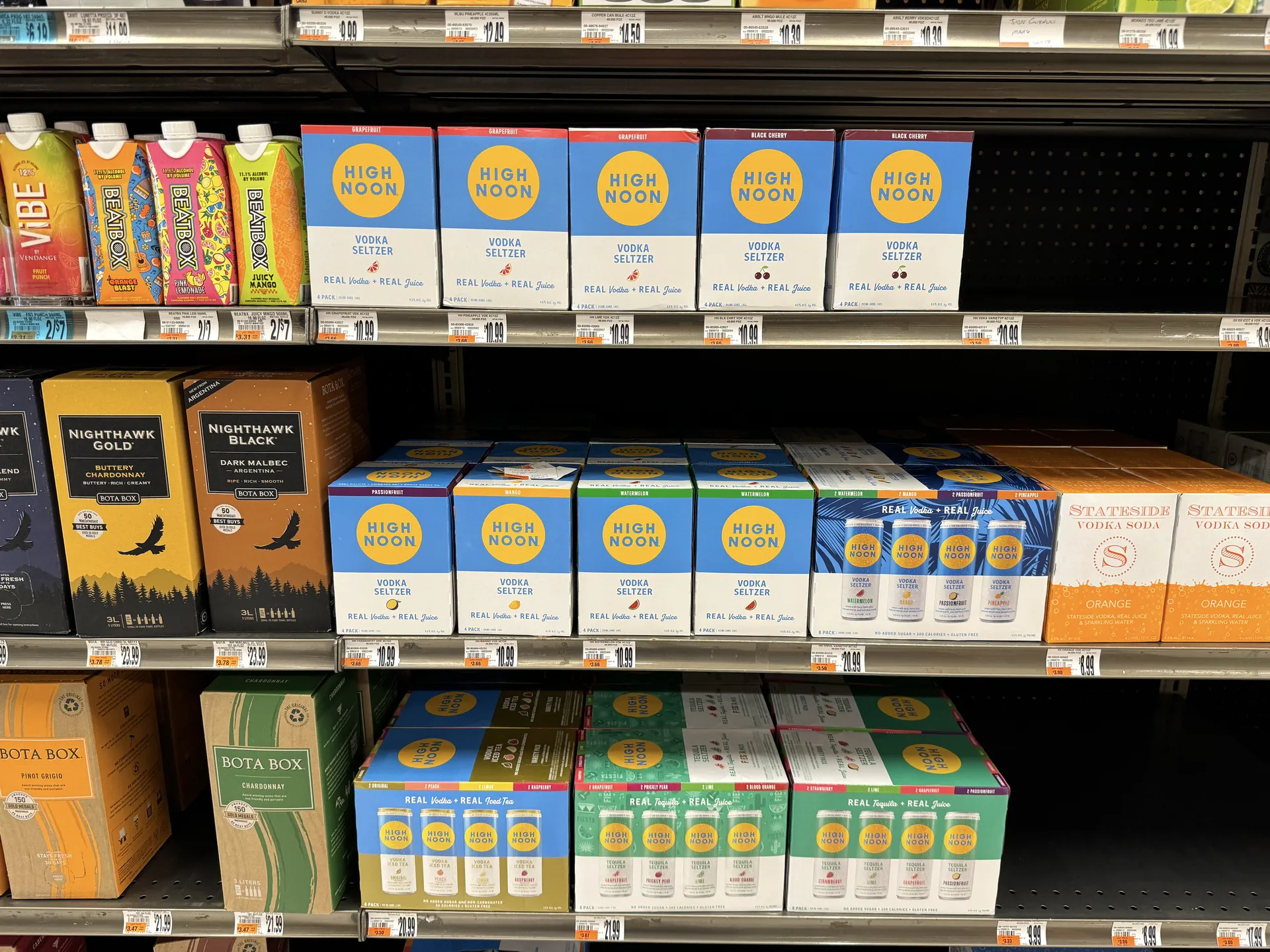 high noon and stateside vodka canned cocktails at giant grocery store in allentown pa