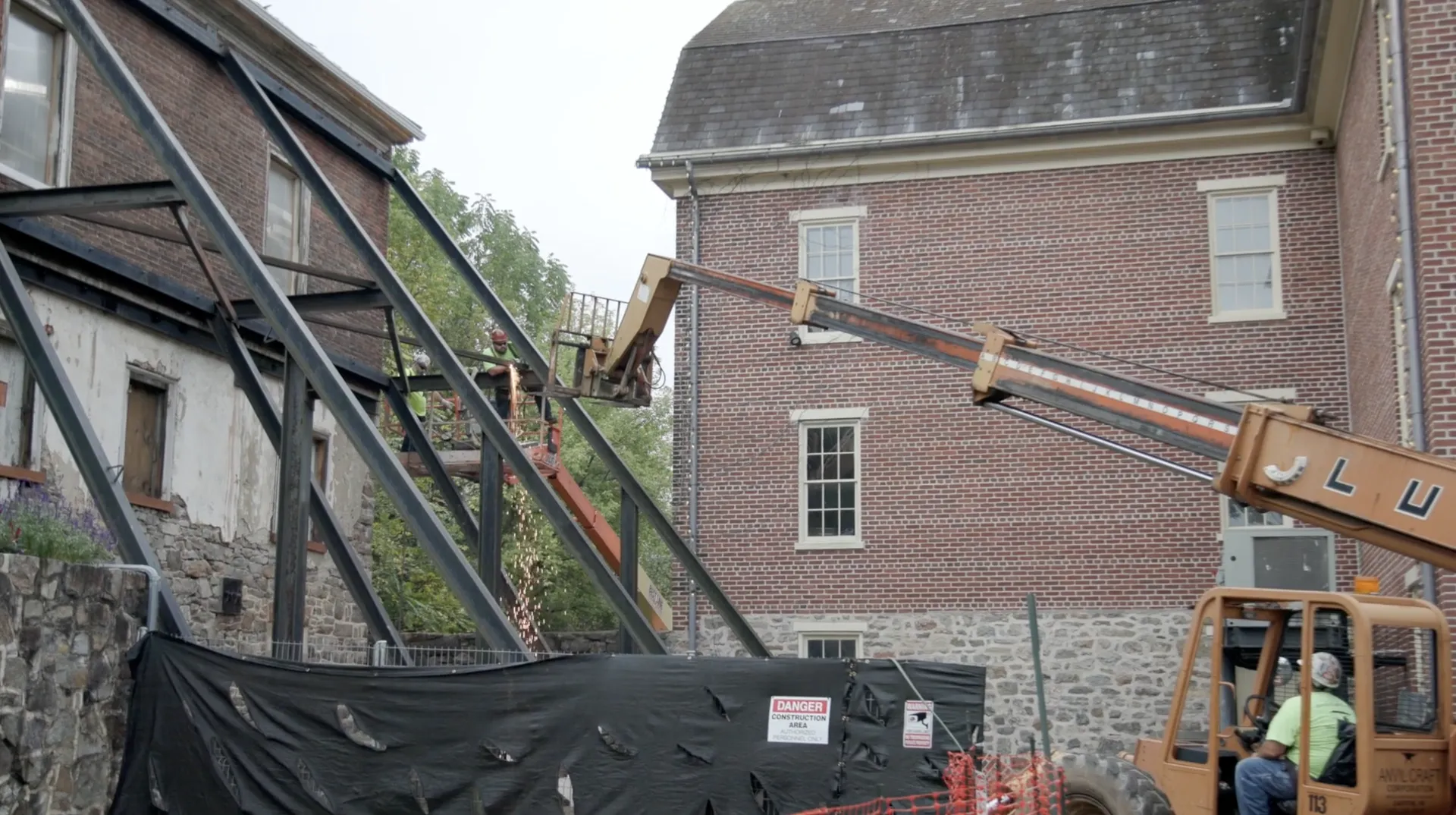 grist millers house in bethlehem pa old steel beams removed for restoration historic bethlehem pennsylvania