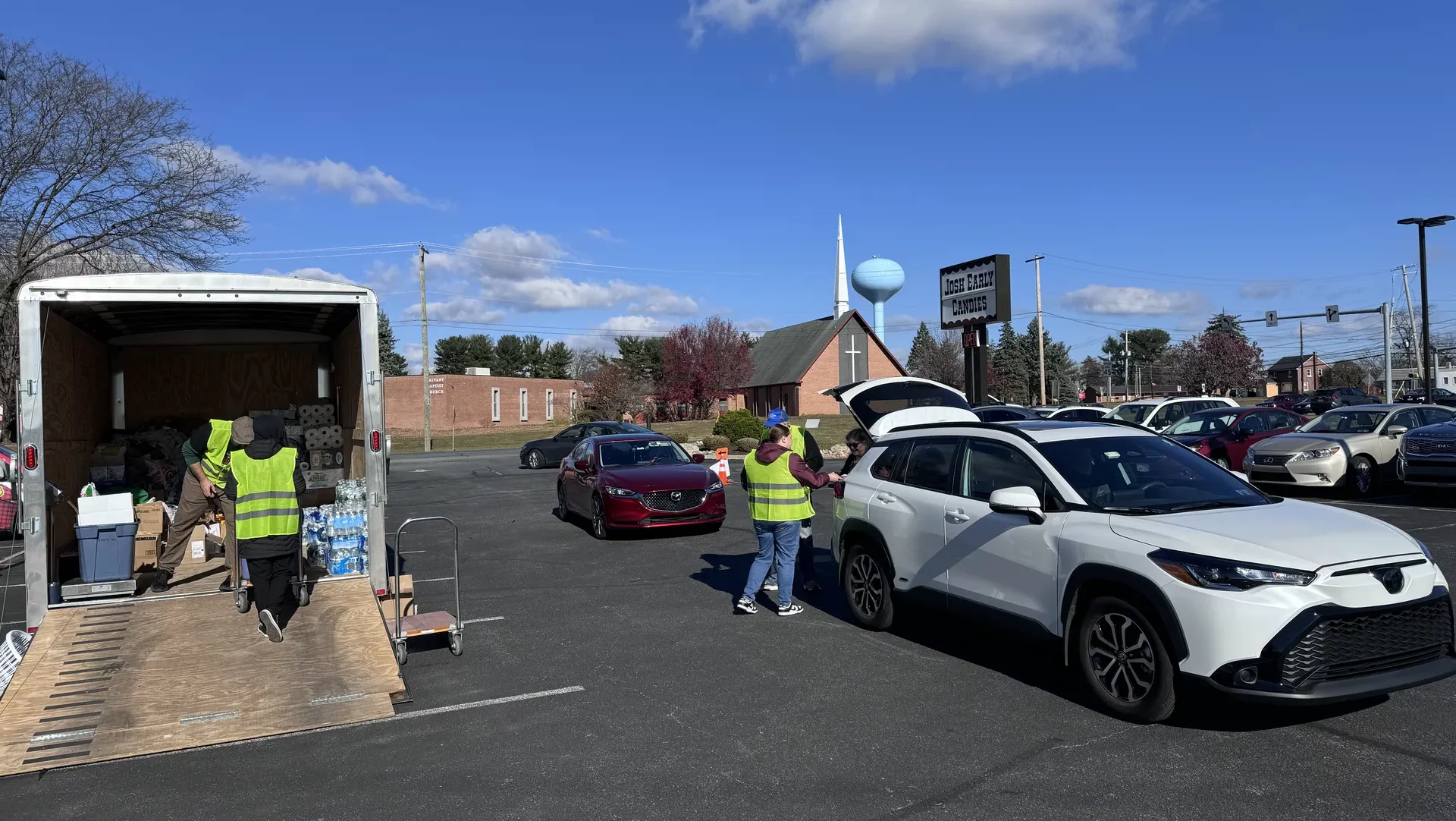 allentown rescue mission volunteers collect supplies at a holiday food drive at josh early candies in allentown pa