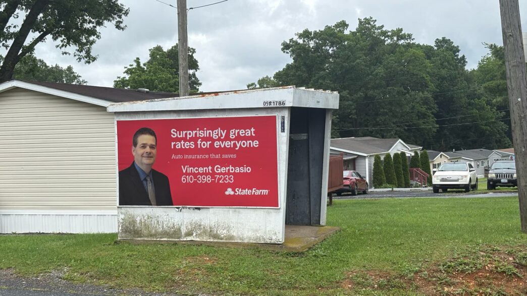 old wooden advertising bus shelters scattered around the lehigh valley