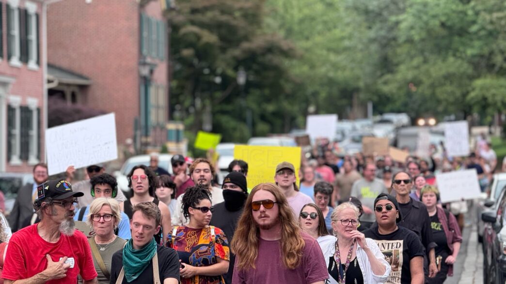 ice protesters march down church street in bethlehem pa on june 12 2025 a day after ice raid at 510 flats