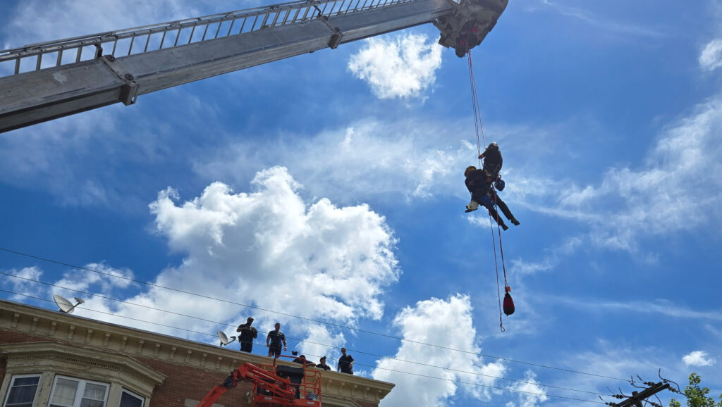 allentown pa electric shock incident power outage man strikes powerlines in boom lift