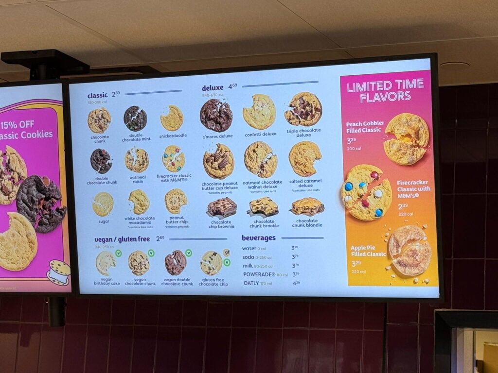 insomnia cookies menu bethlehem pa july 15 2025