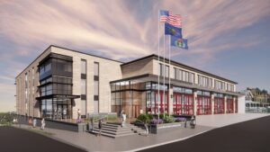 proposed design of new fire station and health bureau