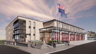 proposed design of new fire station and health bureau